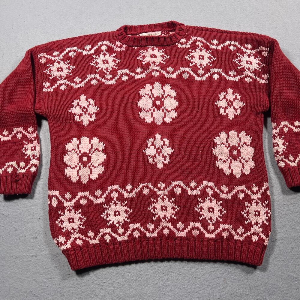 Vintage‎ 90’s Sweater Banana Republic Large Cotton Flower Print Grunge * Damage - Picture 3 of 14